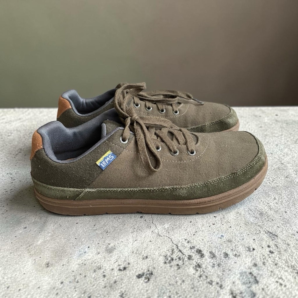 Lems Chillum Barefoot Sneakers Shoes M 9.5 W11 EU 42.5 Olive Canvas NEW INSOLES